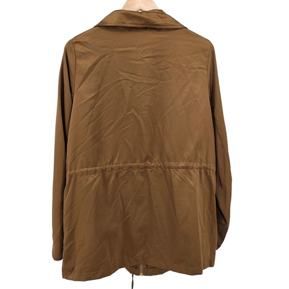 Marc New York Lightweight Anorak Jacket Brown Gold Trim Drawstring Medium - Picture 5 of 9